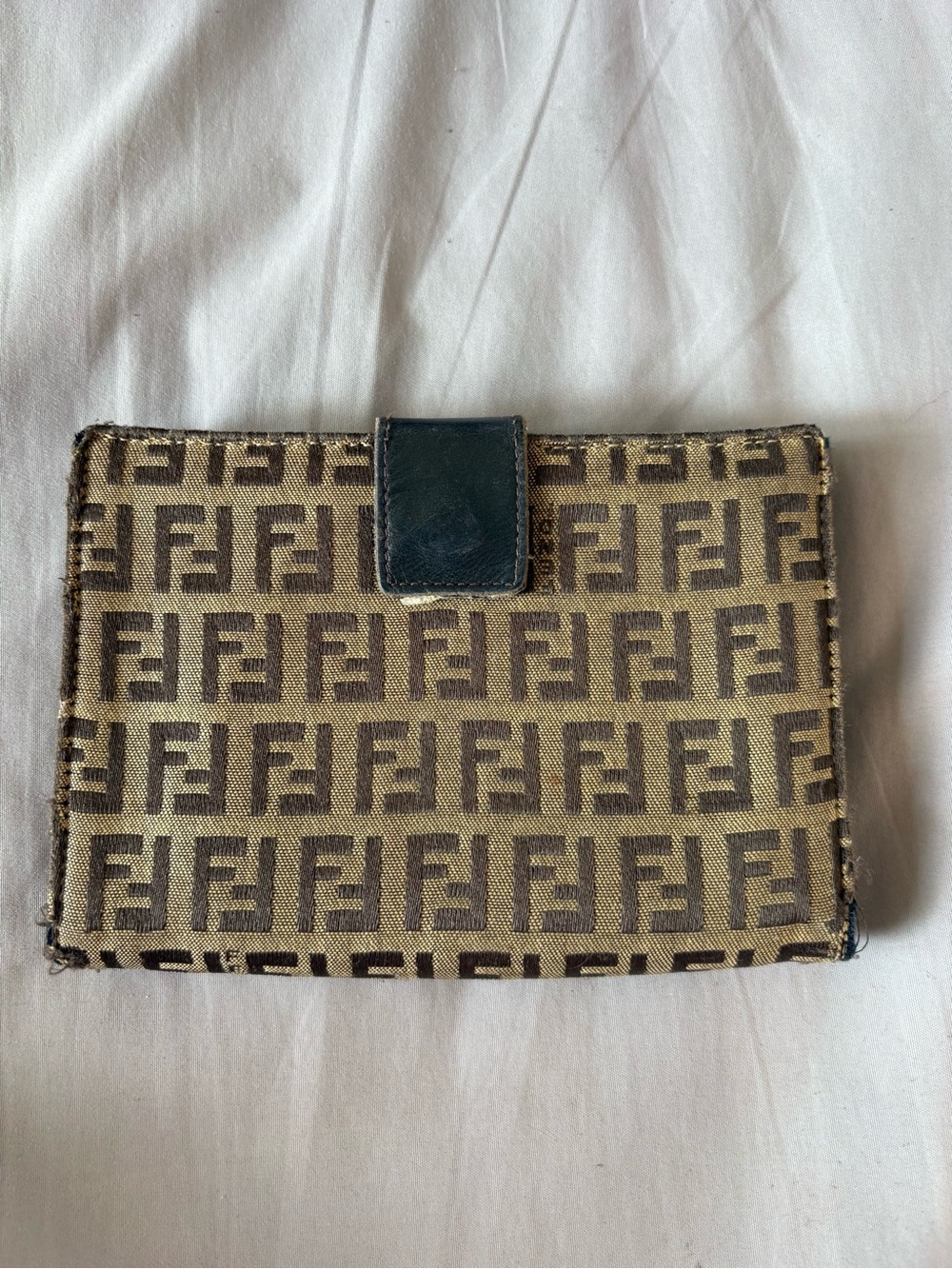 Vintage FENDI Zucchino Canvas Compact Wallet - Tobacco/Black - Read Description - Picture 2 of 13